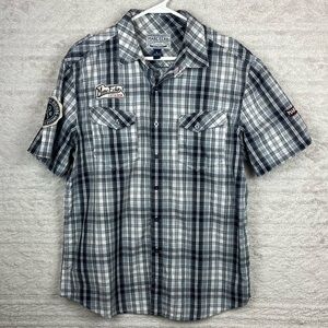 MARC ECKO Plaid Button Up Don't Tread On Me Shirt Large